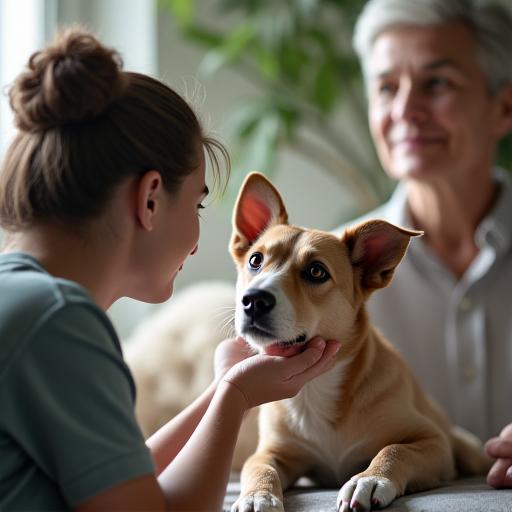 Thérapie comportementale pour un chien anxieux avec son maître à Lyon